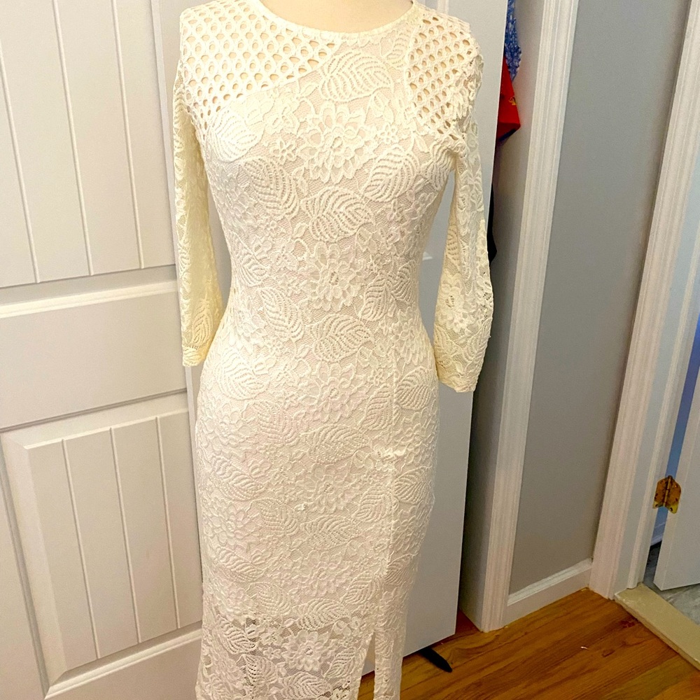 Off White Stretch Midi Dress Sz L